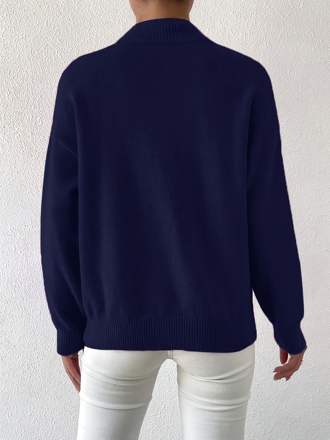 Winifred │ Women's Funnel Neck Knit Jumper With Ribbed Detailing