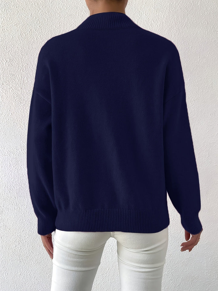 Winifred │ Women's Funnel Neck Knit Jumper With Ribbed Detailing