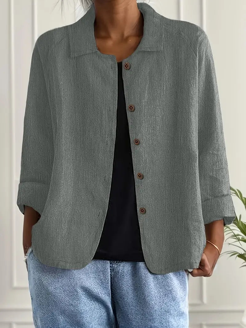 Martha │ Women's Button Front Relaxed Hip Length Jacket