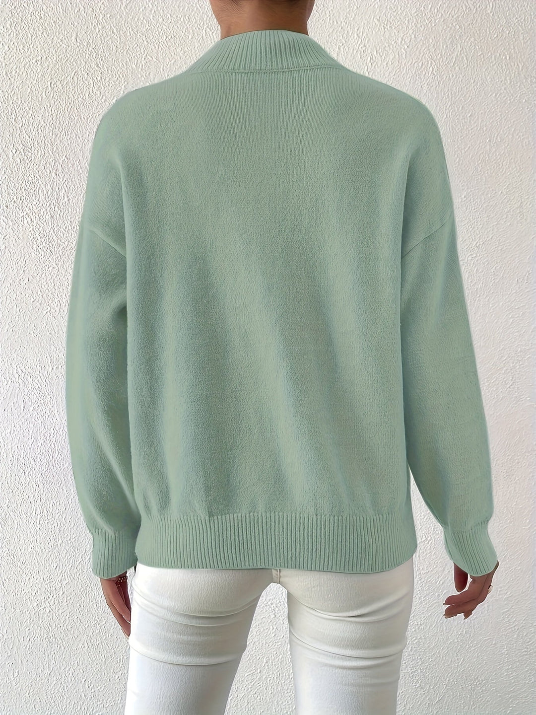 Winifred │ Women's Funnel Neck Knit Jumper With Ribbed Detailing