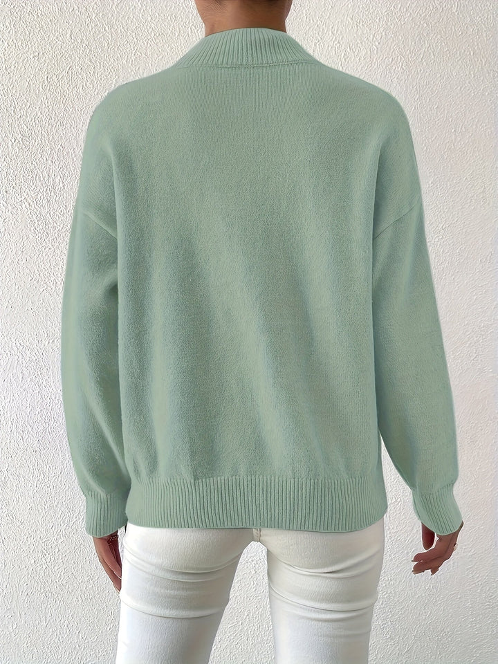 Winifred │ Women's Funnel Neck Knit Jumper With Ribbed Detailing