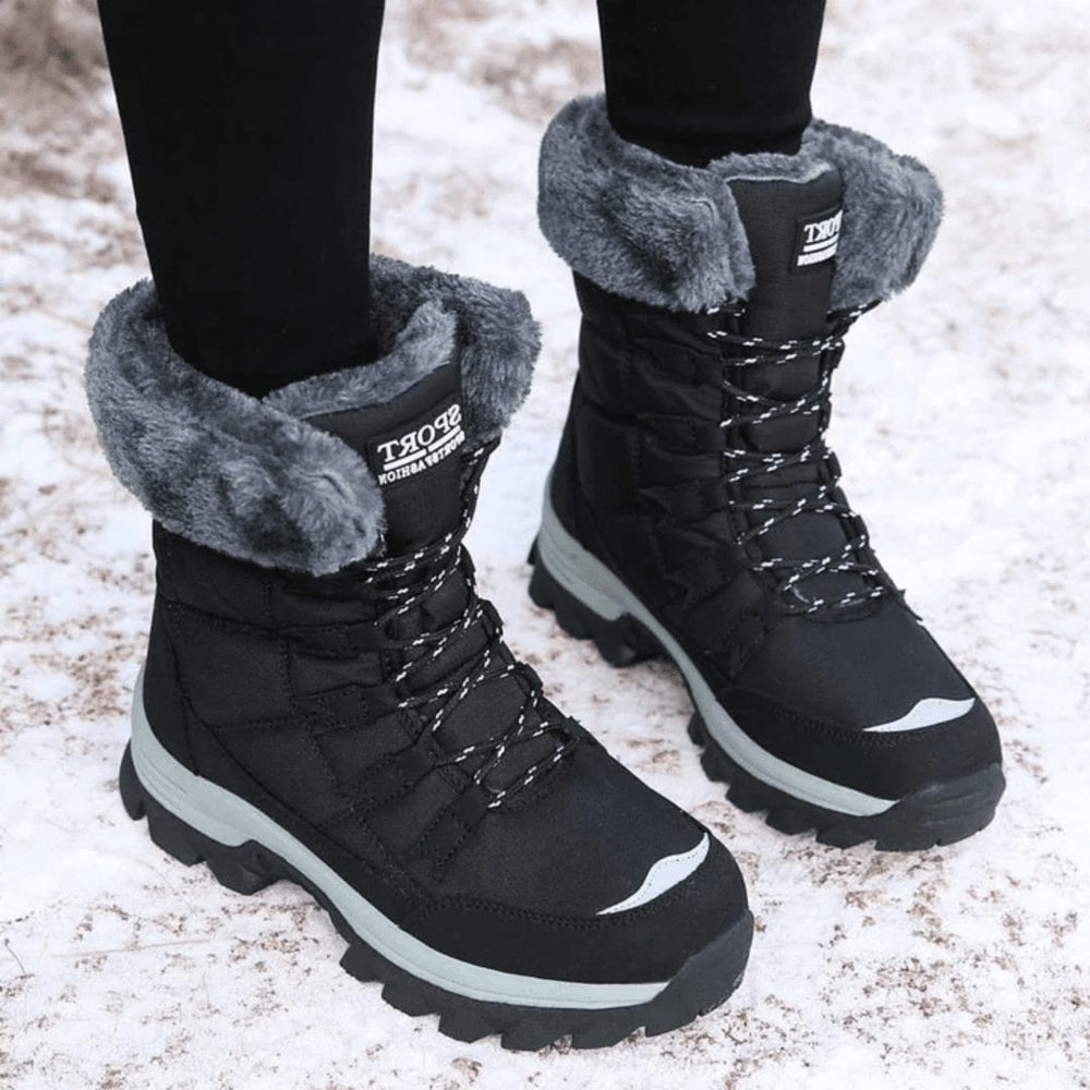 Cosy Lace-Up Winter Boots with Fur Collar and Chunky Sole