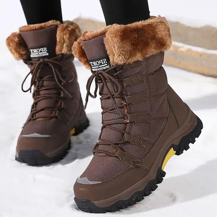 Cosy Lace-Up Winter Boots with Fur Collar and Chunky Sole