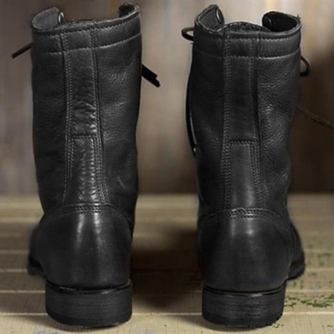 Margaret │ Women's Lace-Up Leather Boots With Fold-Down Cuff And Block Heel