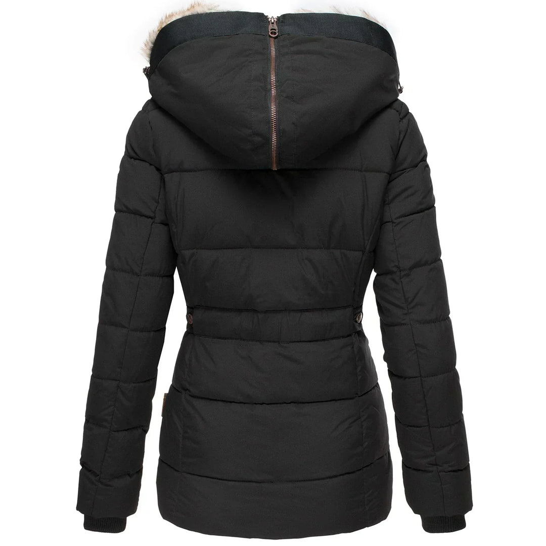 Sophia │ Women's Hooded Puffer Jacket With Faux Fur Trim For Winter