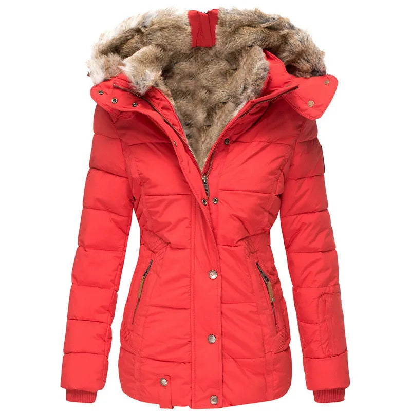 Sophia │ Women's Hooded Puffer Jacket With Faux Fur Trim For Winter