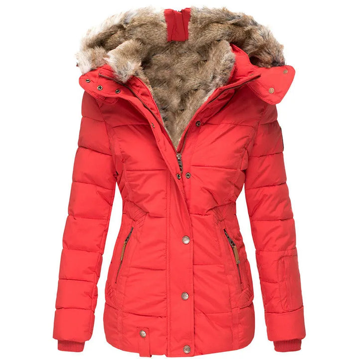 Sophia │ Women's Hooded Puffer Jacket With Faux Fur Trim For Winter