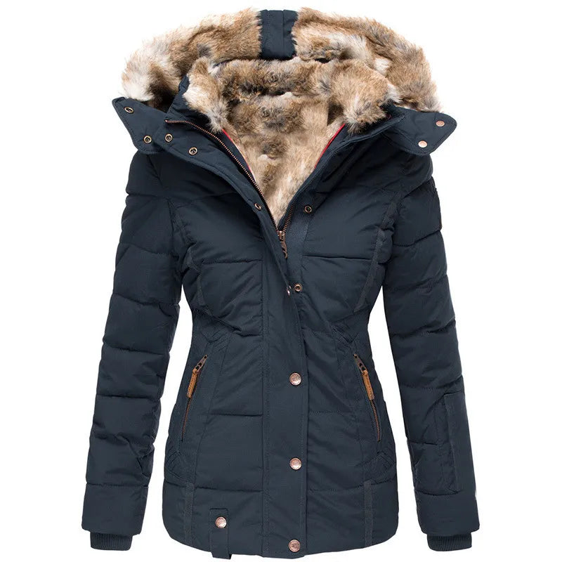 Sophia │ Women's Hooded Puffer Jacket With Faux Fur Trim For Winter