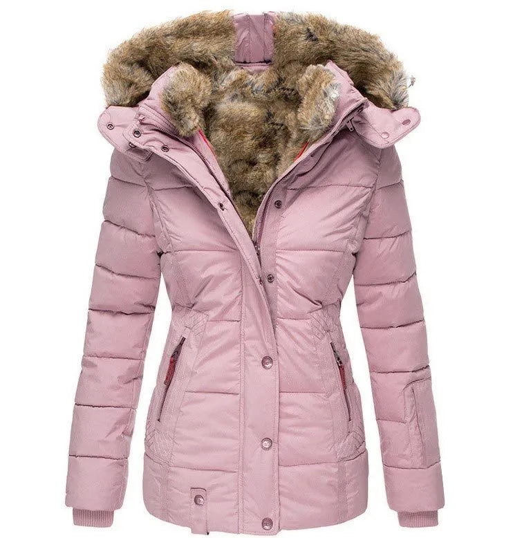 Sophia │ Women's Hooded Puffer Jacket With Faux Fur Trim For Winter