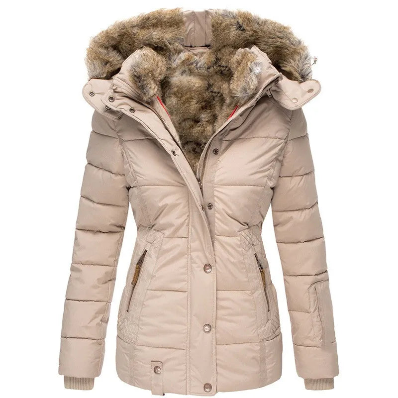 Sophia │ Women's Hooded Puffer Jacket With Faux Fur Trim For Winter