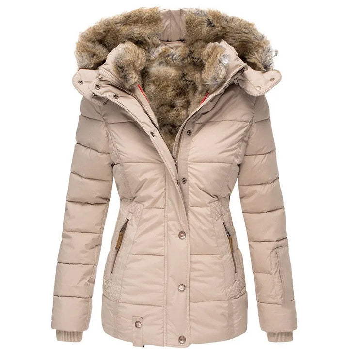 Sophia │ Women's Hooded Puffer Jacket With Faux Fur Trim For Winter