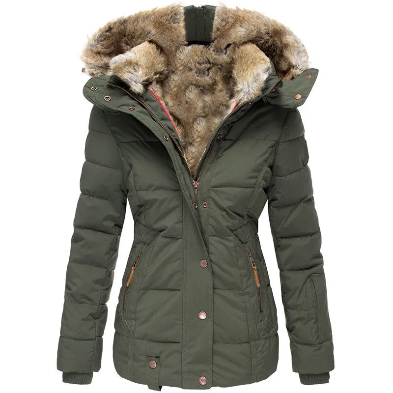 Sophia │ Women's Hooded Puffer Jacket With Faux Fur Trim For Winter
