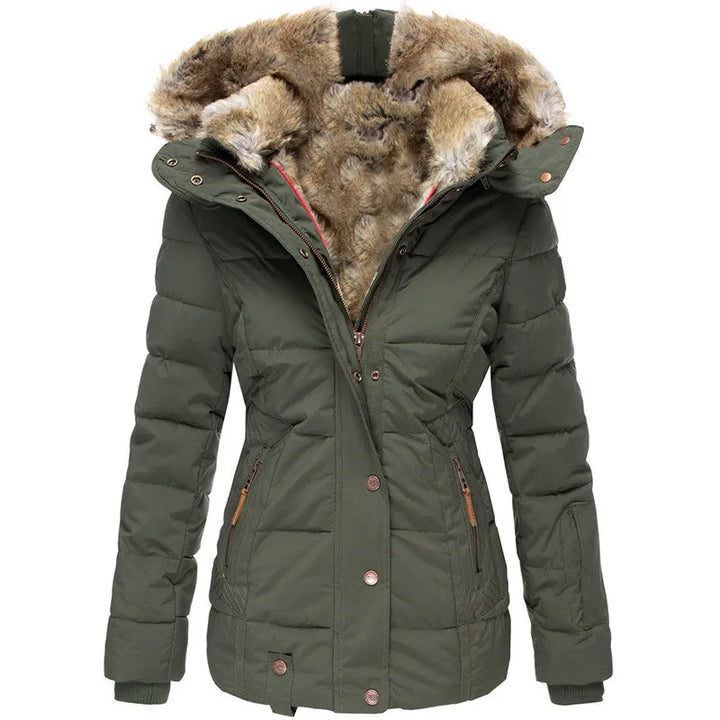 Sophia │ Women's Hooded Puffer Jacket With Faux Fur Trim For Winter