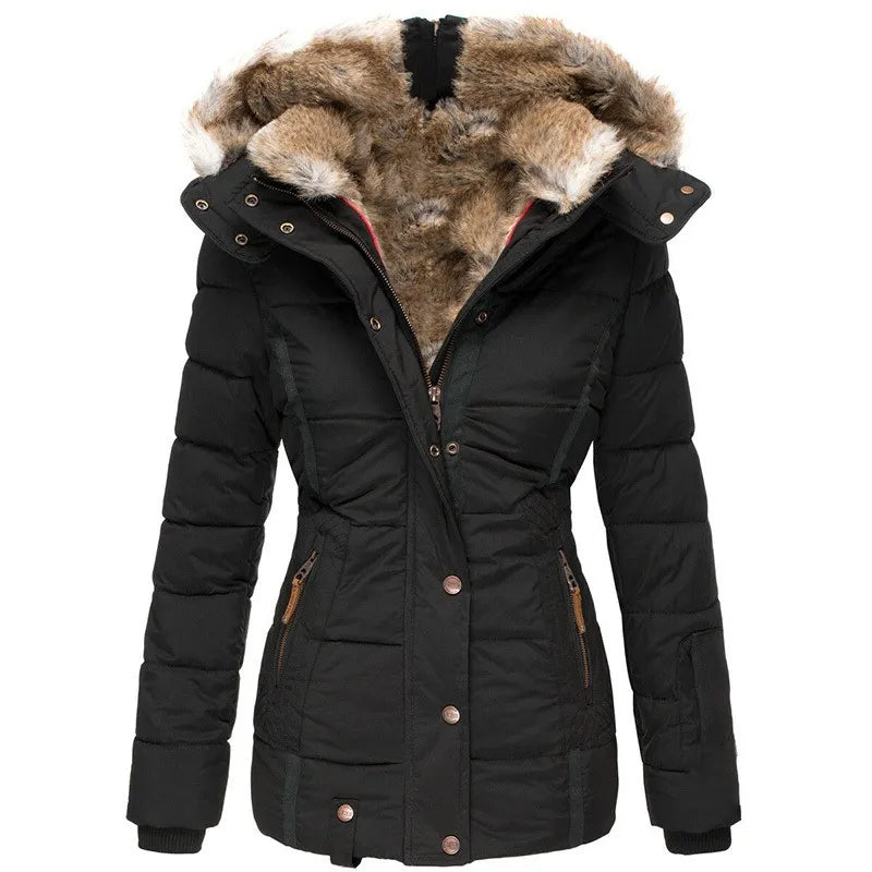 Sophia │ Women's Hooded Puffer Jacket With Faux Fur Trim For Winter