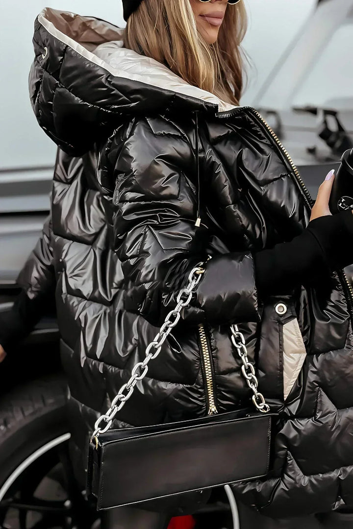 Oliver │ Women's Hooded Puffer Jacket With Diamond Quilting And Gold-Tone Hardware
