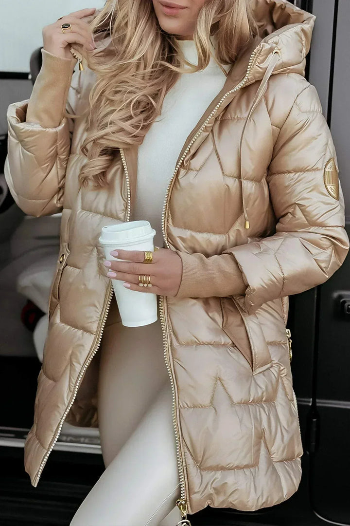 Oliver │ Women's Hooded Puffer Jacket With Diamond Quilting And Gold-Tone Hardware