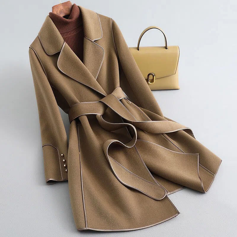 Lillie │ Women's Belted Trench Coat With Notch Lapel And Matching Bag