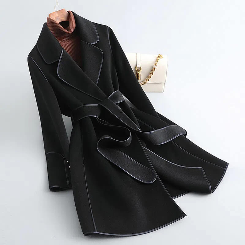Lillie │ Women's Belted Trench Coat With Notch Lapel And Matching Bag