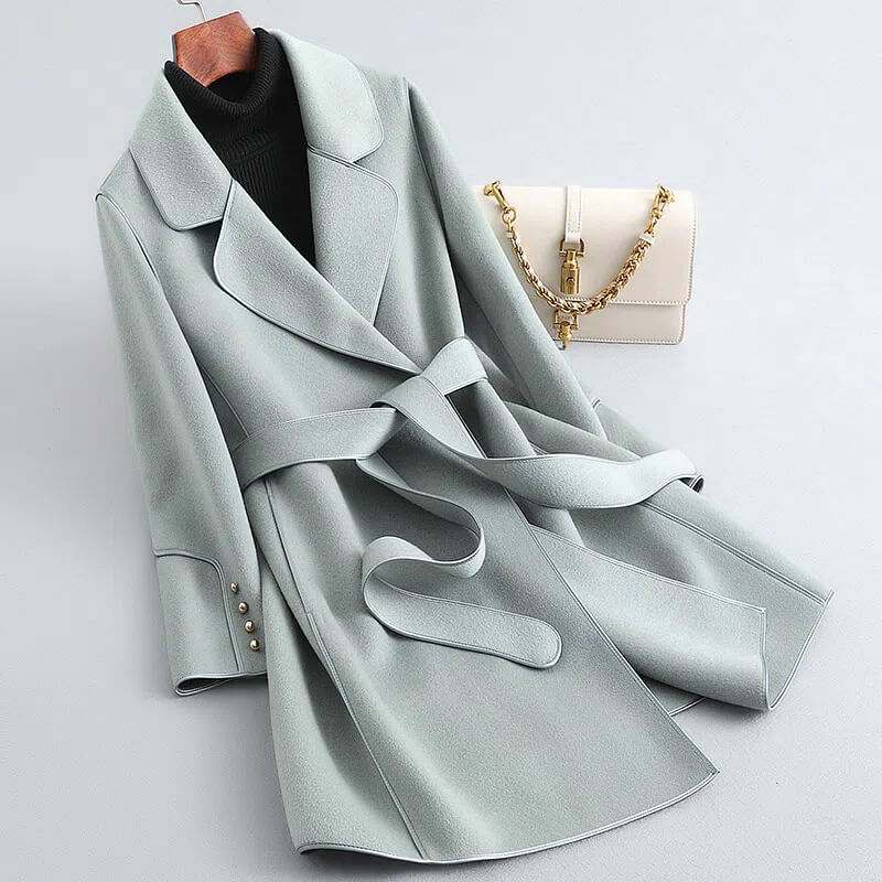 Lillie │ Women's Belted Trench Coat With Notch Lapel And Matching Bag