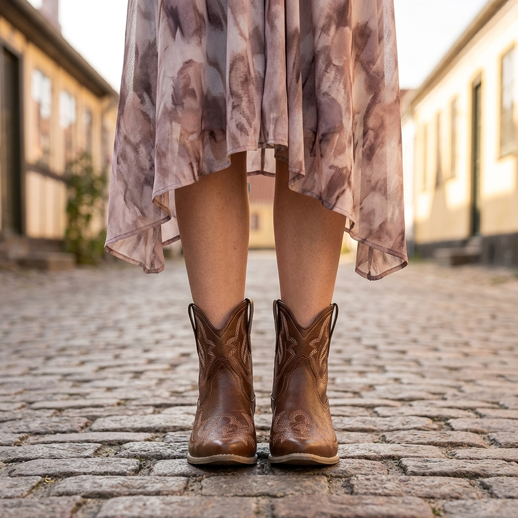 Ruth │ Women's Block Heel Boots With Western Embroidered Detail And Pointed Toe