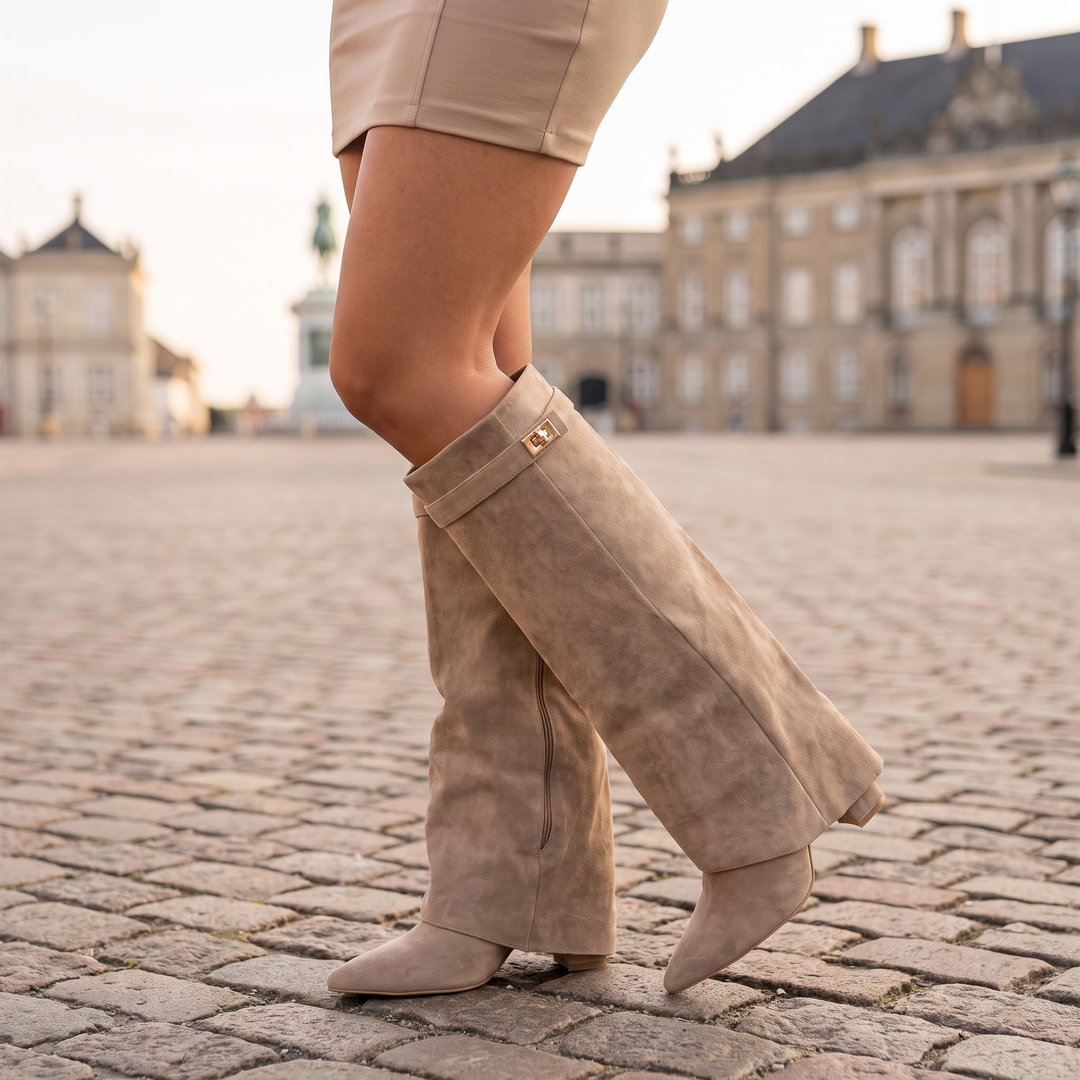 Isabella │ Women's Block Heel Boots With Pointed Toe And Slim Tall Shaft