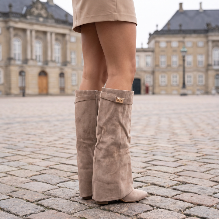 Isabella │ Women's Block Heel Boots With Pointed Toe And Slim Tall Shaft