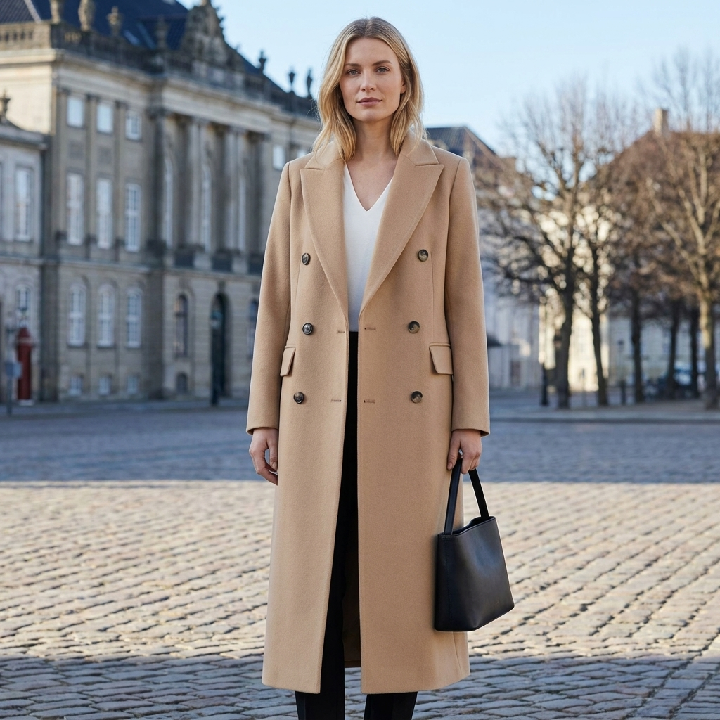 Henry │ Women's Double-Breasted Coat With Notch Lapel Collar And Side Pockets