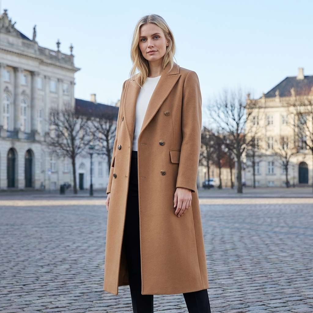 Henry │ Women's Double-Breasted Coat With Notch Lapel Collar And Side Pockets