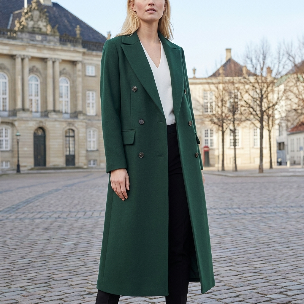 Henry │ Women's Double-Breasted Coat With Notch Lapel Collar And Side Pockets