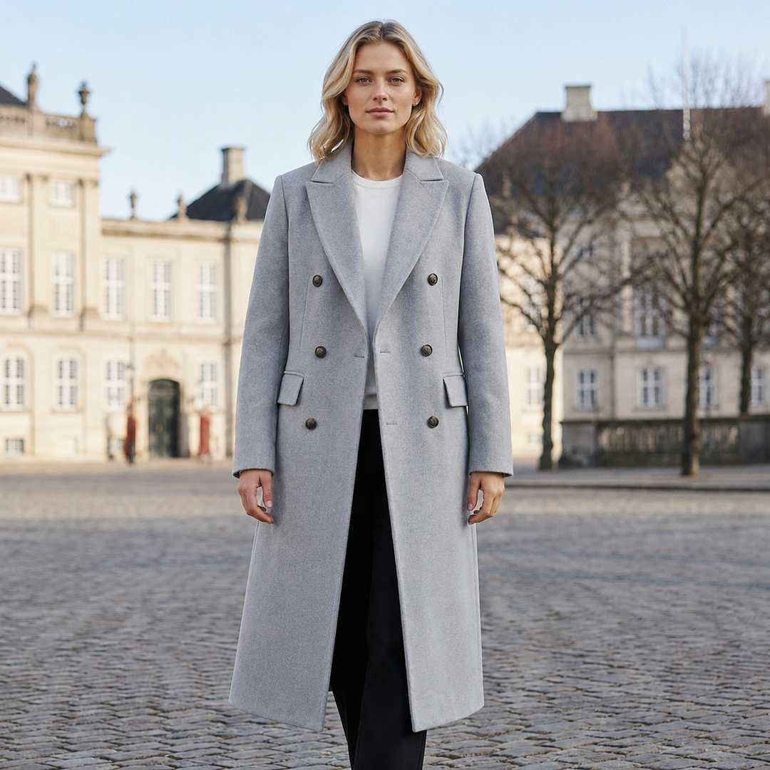 Henry │ Women's Double-Breasted Coat With Notch Lapel Collar And Side Pockets