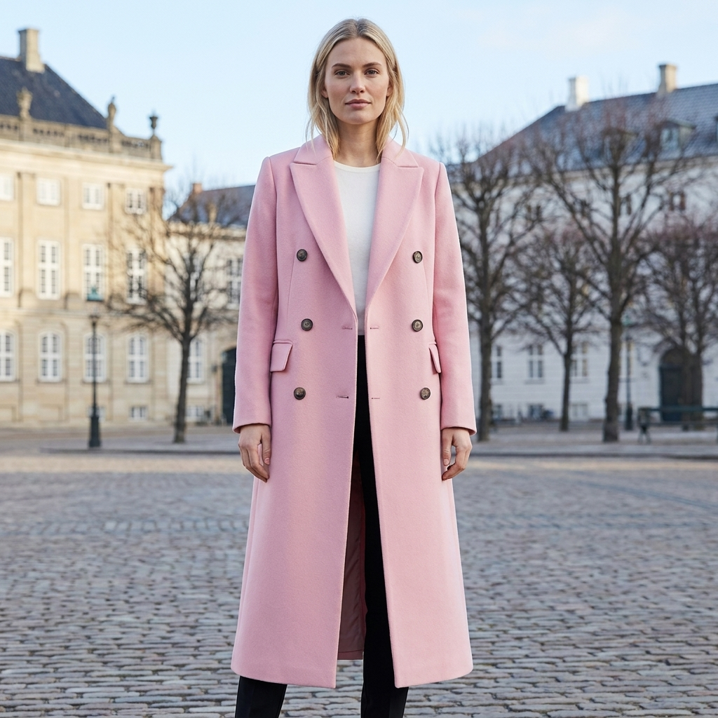 Henry │ Women's Double-Breasted Coat With Notch Lapel Collar And Side Pockets