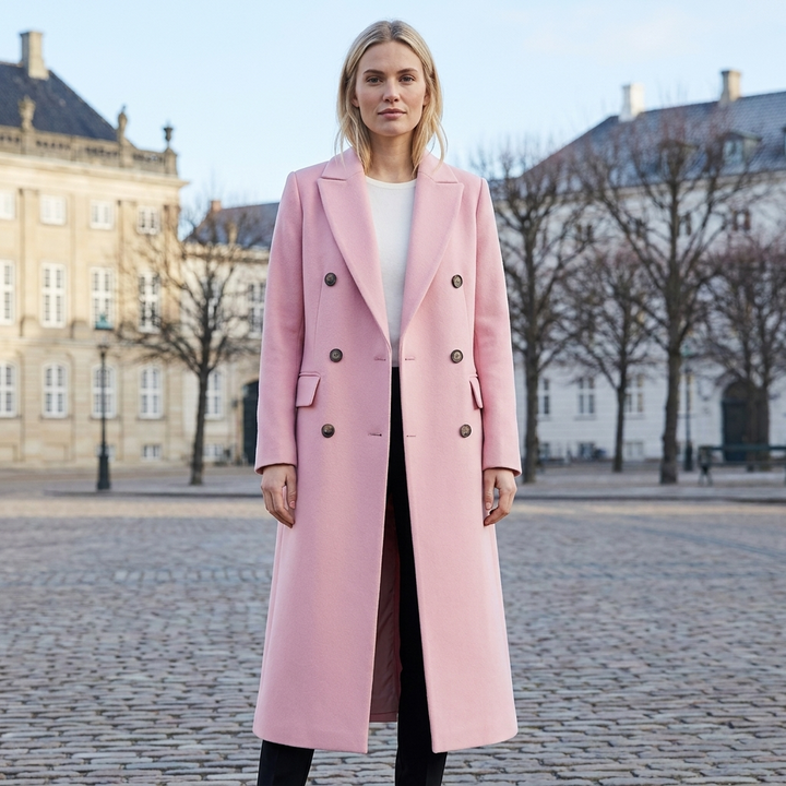 Henry │ Women's Double-Breasted Coat With Notch Lapel Collar And Side Pockets