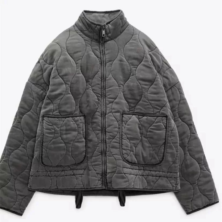 Georgia │ Women's Quilted Jacket With High Stand Collar And Oversized Patch Pockets