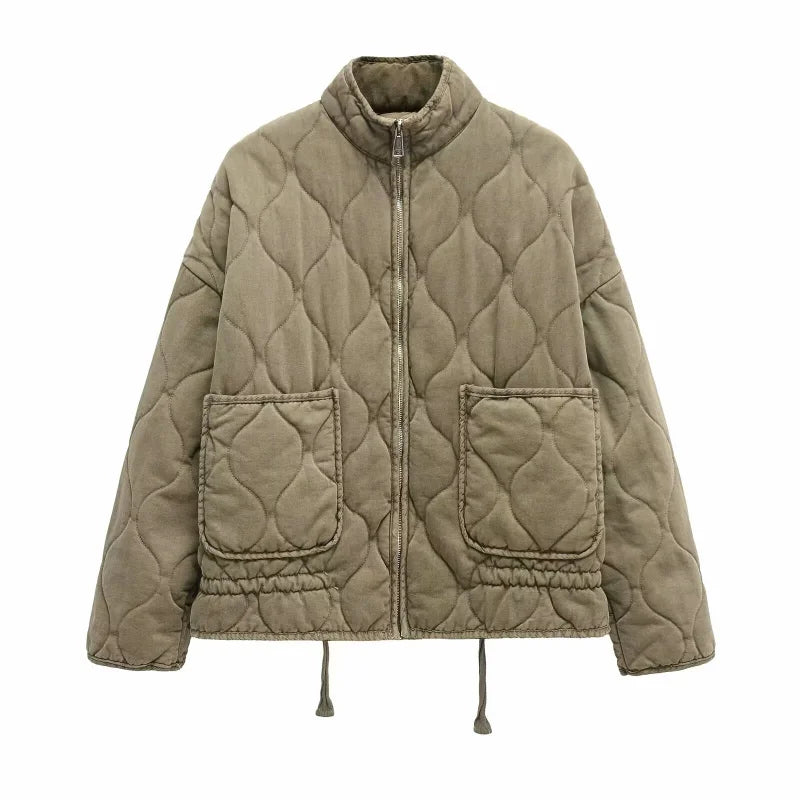 Georgia │ Women's Quilted Jacket With High Stand Collar And Oversized Patch Pockets