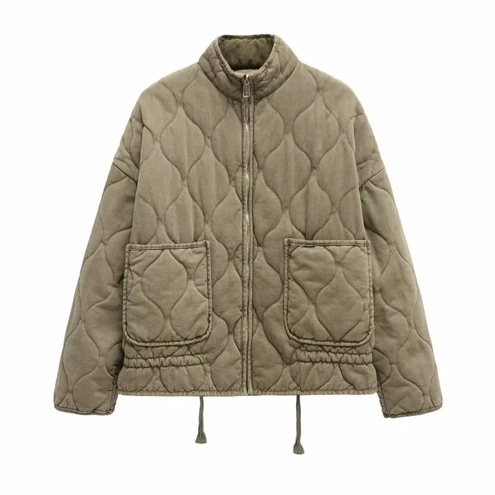 Georgia │ Women's Quilted Jacket With High Stand Collar And Oversized Patch Pockets
