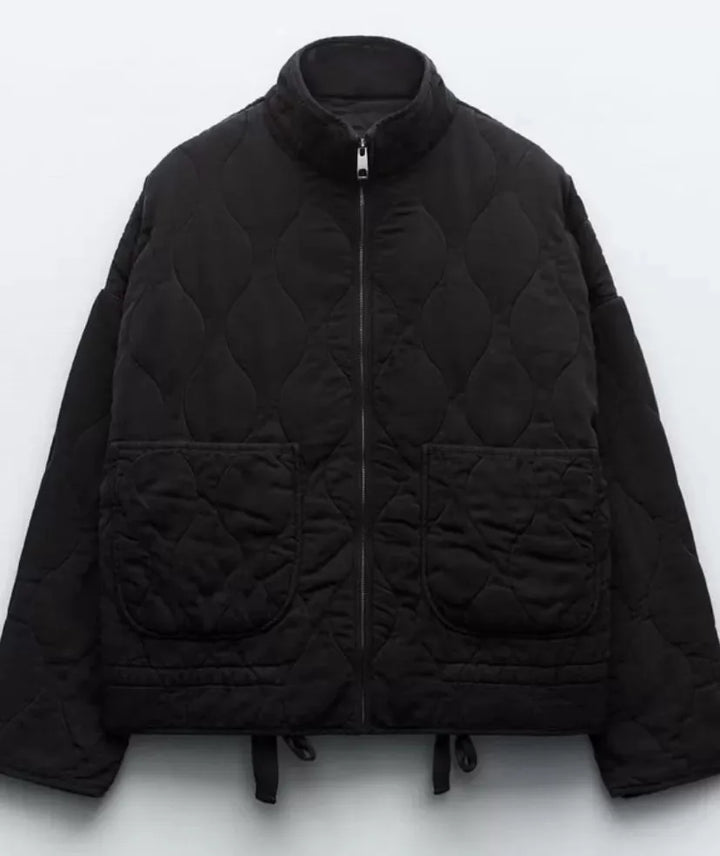 Georgia │ Women's Quilted Jacket With High Stand Collar And Oversized Patch Pockets