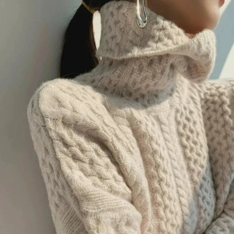 Anna │ Women's Cable Knit Turtleneck Sweater For Winter