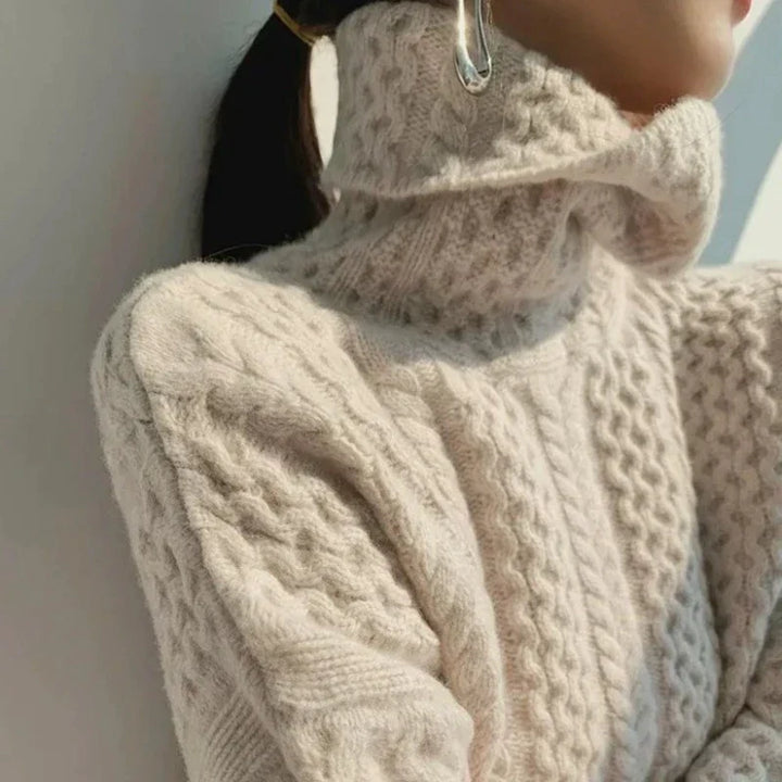 Anna │ Women's Cable Knit Turtleneck Sweater For Winter
