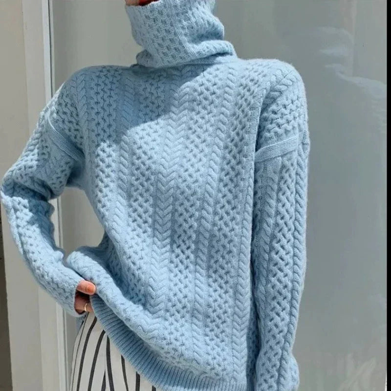 Anna │ Women's Cable Knit Turtleneck Sweater For Winter