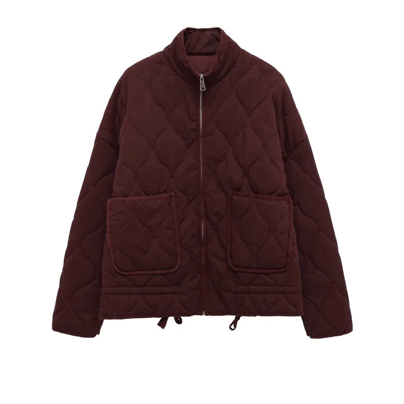 Georgia │ Women's Quilted Jacket With High Stand Collar And Oversized Patch Pockets