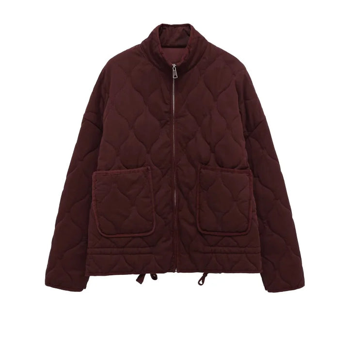 Georgia │ Women's Quilted Jacket With High Stand Collar And Oversized Patch Pockets