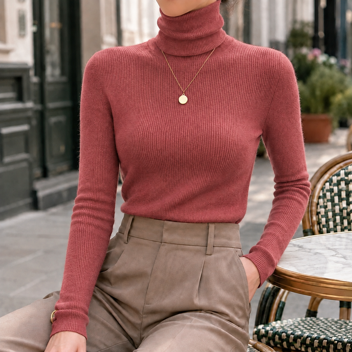 Ada │ Women's Slim Fit Ribbed Turtleneck Sweater For Fall