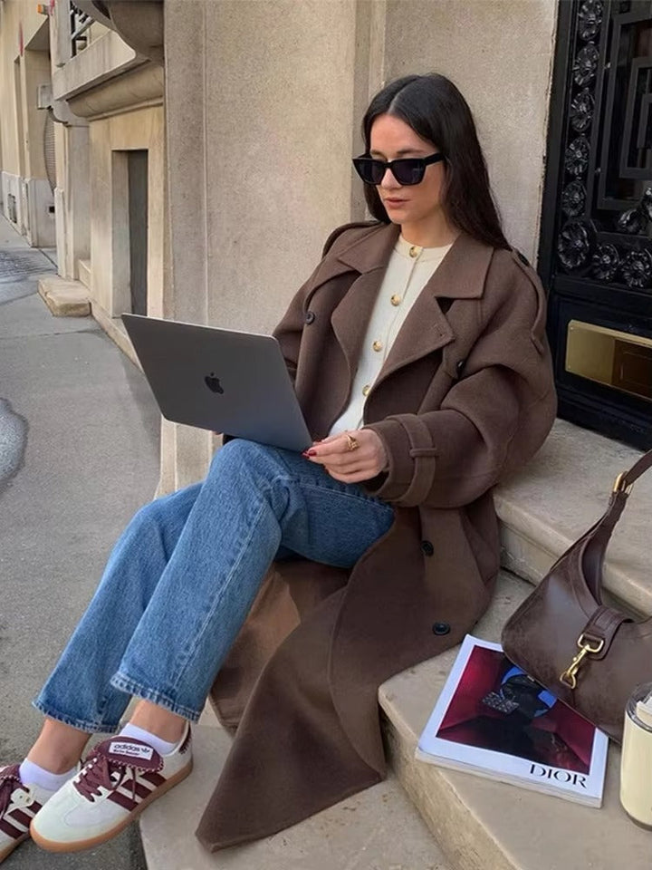 Joan │ Women's Long Belted Button Front Trench Coat For Winter