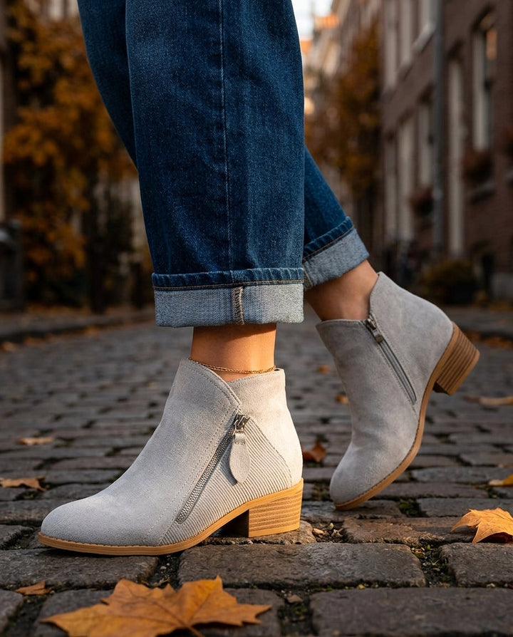 Eleanor │ Women's Leather Boots With Side Zipper And Block Heel