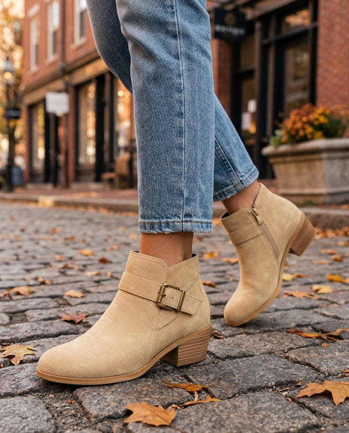 Eleanor │ Women's Leather Boots With Side Zipper And Block Heel