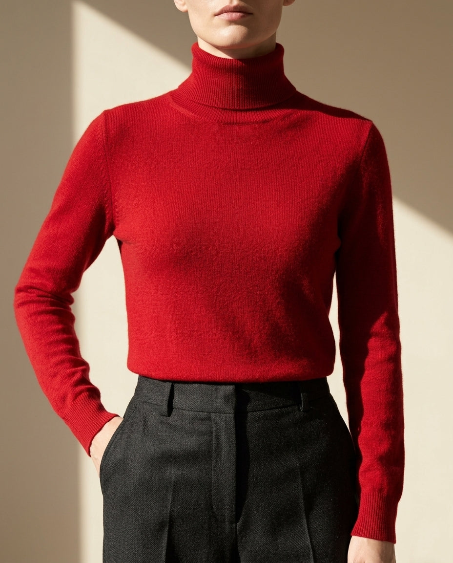 Winifred │ Women's Fold Over Collar Long Sleeve Turtleneck Sweater