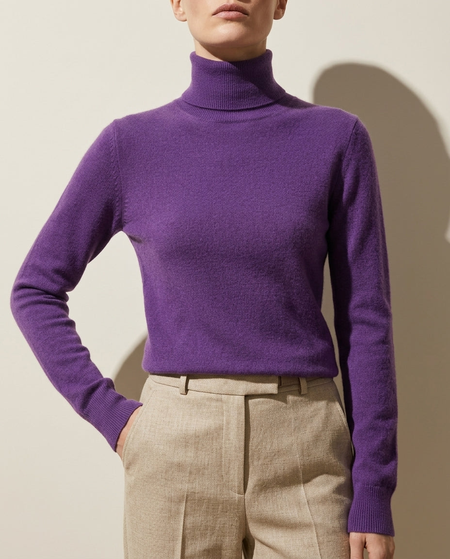 Winifred │ Women's Fold Over Collar Long Sleeve Turtleneck Sweater