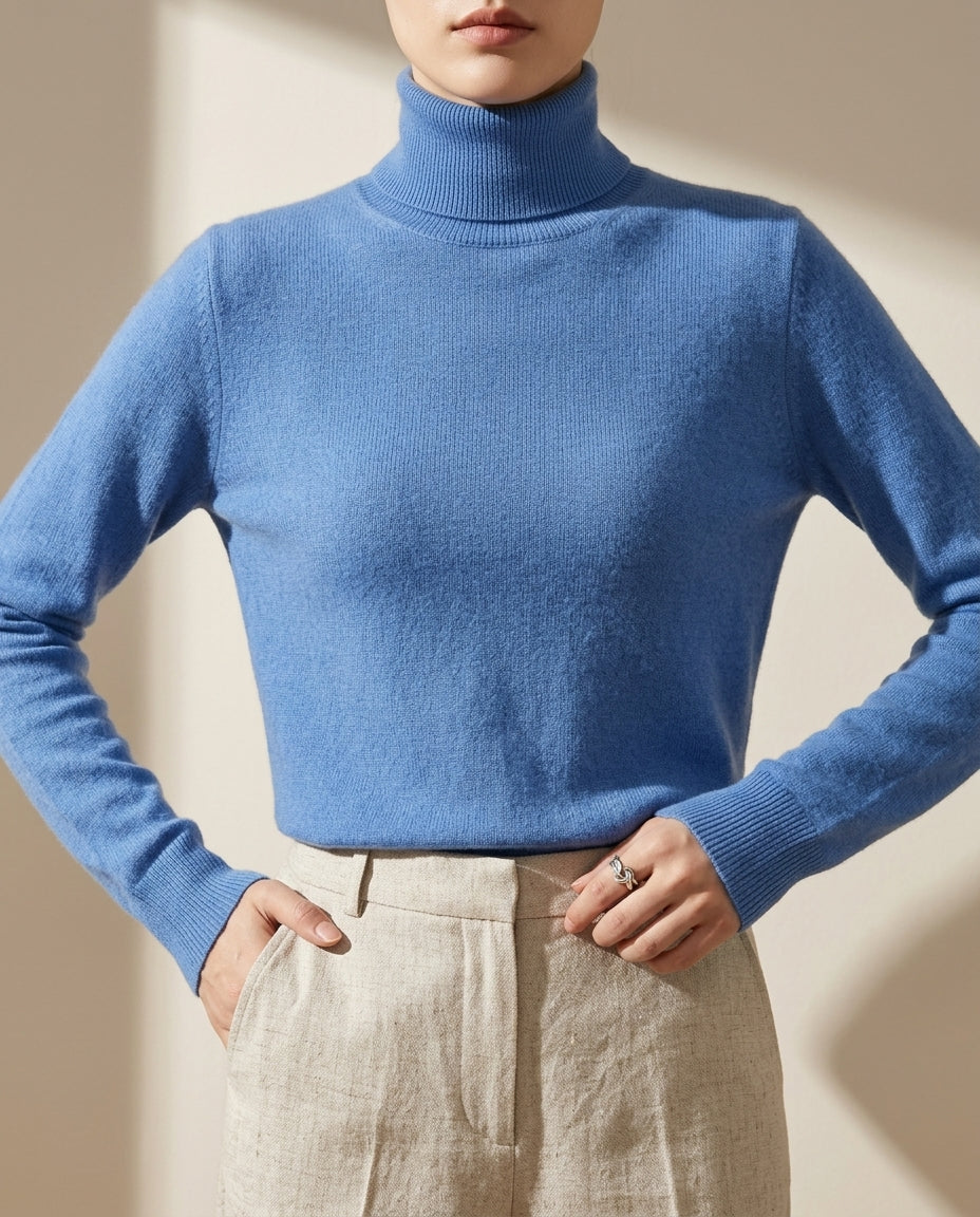Winifred │ Women's Fold Over Collar Long Sleeve Turtleneck Sweater