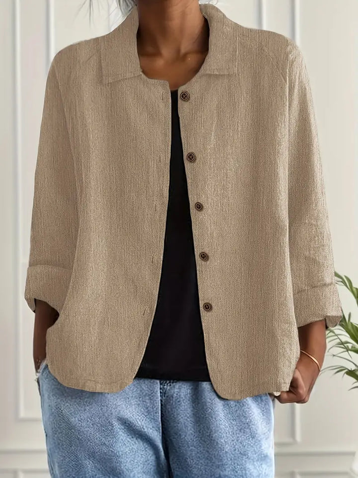 Martha │ Women's Button Front Relaxed Hip Length Jacket