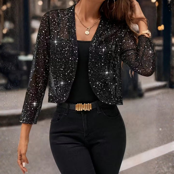 Tabitha │ Women's Open Front Long Sleeve Sequin Cardigan Jacket